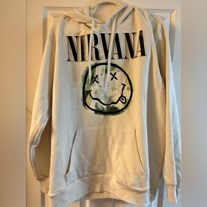 NIRVANA Cream Sweater with Green and Black Design